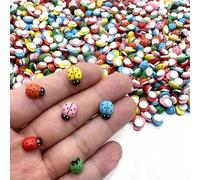 100/50/30/5 pezzi Decorazioni in legno a forma di coccinella di colori misti - Autoadesive, modelli in miniatura realistici di insetto coccinella, decorazione per piante, piante in vaso divertenti con