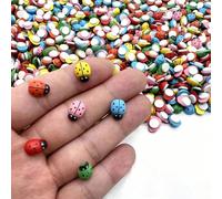 100/50/30 pezzi Decorazioni in legno a forma di coccinella di colore misto - Autoadesive, modelli in miniatura realistici di insetti coccinelle, decorazione per piante, divertenti coccinelle per piant