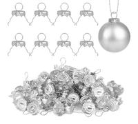 100/50 pezzi rotondi di Natale palla ornamento gancio tappo corde di ricambio palla di Natale tappo di metallo Natale Capodanno fai da te decorazione per la casa-argento-100 pezzi