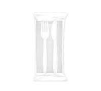 100/500 BIS Coppia Posate Plastica Bianco - Forchetta Coltello Tovagliolo