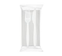 100/500 BIS Coppia Posate Plastica Bianco - Forchetta Coltello Tovagliolo