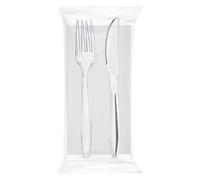 100/500 BIS Coppia Posate Plastica RIUTILIZZABILI Forchetta Coltello Tovagliolo