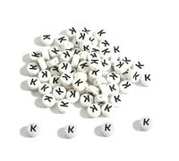 100-500 pezzi AZ 26 perline con lettere, distanziali rotondi in acrilico, perline bianche dell'alfabeto per la creazione di gioielli, accessori per braccialetti fai da te - K-500 pezzi