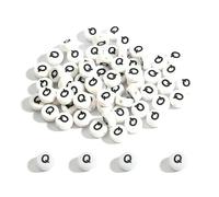 100-500 pezzi AZ 26 perline con lettere, distanziali rotondi in acrilico, perline bianche dell'alfabeto per la creazione di gioielli, accessori per braccialetti fai da te - Q-300 pezzi