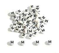100-500 pezzi AZ 26 perline con lettere, distanziali rotondi in acrilico, perline bianche dell'alfabeto per la creazione di gioielli, accessori per braccialetti fai da te - M-200 pezzi