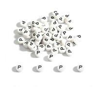 100-500 pezzi AZ 26 perline con lettere, distanziali rotondi in acrilico, perline bianche dell'alfabeto per la creazione di gioielli, accessori per braccialetti fai da te-P-100 pezzi