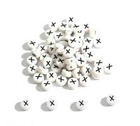 100-500 pezzi di perline in acrilico AZ 26 con lettere, rotonde, distanziali, bianche, per la creazione di gioielli, collane, bracciali, accessori-X-200 pezzi