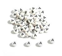 100-500 pezzi di perline in acrilico AZ 26 con lettere, rotonde, distanziali, bianche, per la creazione di gioielli, collane, bracciali, accessori-A-300 pezzi