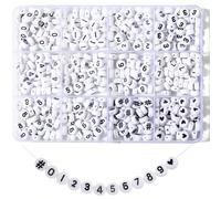 100/500 pezzi Perline numeriche in acrilico 0-9 per realizzare braccialetti, perline a forma di cuore da 4x7mm, perline distanziatrici bianche + nere, set fai-da-te per braccialetti dell'amicizia Tagl