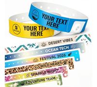 100-5000 Braccialetti in Plastica Personalizzati, Braccialetti Personalizzabili con Clipart/Testo/Loghi, Braccialetti Identificativi in Plastica per Eventi, Concerti, Feste, Festival, Sicurezza, VIP