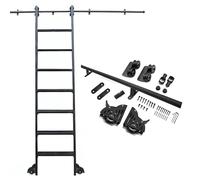 100-732CM Kit binario per scala scorrevole, kit hardware per scala scorrevole in acciaio al carbonio nero per libreria domestica, scaffale, magazzino (scale non incluse)(300cm Kit pista)