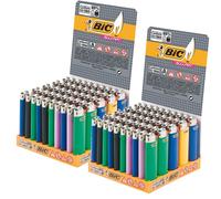 100 Accendini BIC SLIM J23 Medi Colorati Pietrina - Scatola Intera 2 Box