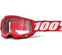 100% Accuri II OTG Occhiali motocross, Rosso/Bianco, Taglia unica