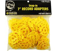 100 adattatori piatti in plastica per dischi - inserti a scatto per rendere i dischi da 7" 45 giri/min adatti ai giradischi standard in vinile #07MR100YE (giallo)
