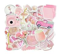 100 Adesivi A Tema Rosa, Carini Adesivi Dolci, Adesivi per Ragazze per Scrapbooking, Bottiglie d'Acqua, Quaderni.