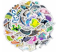100 Adesivi con Animali Marini, Balena, Delfino, Squalo, Conchiglie per Bottiglie d'Acqua, Adesivi per Laptop e Favors per Feste a Tema Oceano - Ocean Stickers