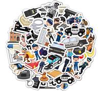 100 Adesivi con Polizia - Adesivi con Auto della Polizia, Decalcomanie per Laptop, Favors per Feste a Tema Polizia - Police Stickers
