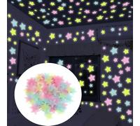 100 adesivi da parete a forma di stelle colorate, si illuminano al buio, stelle luminose fluorescenti per decorare il soffitto per camere da letto e per la casa
