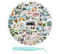 100 Adesivi Paesaggistici e 1 Pinzetta - Impermeabili per Valigie, Scrapbooking, Skateboard
