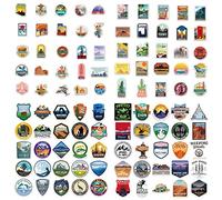 100 adesivi per le attrazioni del mondo, adesivi per carte di viaggio, aree urbane di paesi famosi del mondo vintage per skateboard, laptop, bagagli, chitarra, frigorifero
