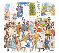 100 adesivi per scrapbooking con personaggi alla moda, senza bordi, per lavori artigianali stagionali e occasioni professionali + 30 fogli di carta per scrapbooking con paesaggi acquerellati (Crowdy)