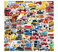 100 adesivi per veicoli di trasporto, per bambini, ragazzi, impermeabili, in vinile, inclusi veicoli da costruzione, aereo, treno, elicottero, auto, trattore, barca, autobus, camion dei pompieri,