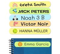 100 Adesivi personalizzati con nome per bambini. Etichette adesive per scuola, asilo, libri, giocattoli e contenitori Tupperware. Etichette impermeabili 6x1 cm.