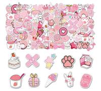 100 adesivi rosa carini, adesivi creativi, per ragazze, adesivi decorativi, impermeabili, bicchieri d'acqua, ecc.