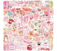 100 adesivi rosa estetici adesivi misti civettuole per ragazze decalcomanie in vinile impermeabili per skateboard