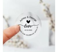 100 adesivi rotondi trasparenti personalizzati per feste di nozze, inviti, biglietti di ringraziamento, buste, etichette adesive per barattoli, tazze, bottiglie, adesivi personalizzati per bomboniere
