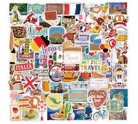 100 Adesivi Viaggi Vinile Stickers Viaggio per Diario Scrapbooking Journaling Fotoalbum Valigia Laptop