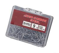 100 ami da pesca tripli per la pesca del pesce gatto, in acciaio al carbonio, per esche morbide, con scatola per il trasporto (9#)