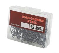 100 ami da pesca tripli per la pesca del pesce gatto, in acciaio al carbonio, per esche morbide, con scatola per il trasporto (12#)