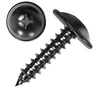 100 AUPROTEC Viti Autofilettanti 4.2 x 13 mm Phillips a testa mezza tonda flangiata zincata nera - 4,2x13mm, 100 pezzi