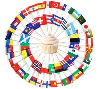100 bandiere internazionali per stuzzicadenti, diversi paesi, per cupcake, piccoli stuzzicadenti per snack, finger food, stuzzicadenti per olimpia, campionato europeo