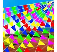 100 bandiere triangolari multicolore con 2 corde in tessuto per esterni, per casa, giardino, matrimonio, festa di Natale, decorazione per le vacanze