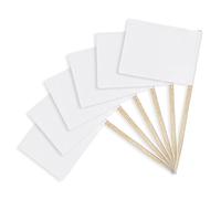 100 bandiere vuote per stuzzicadenti in carta kraft (3,5 x 2,5 cm) plettri per frutta per feste (bianco)