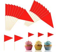100 bandiere vuote per stuzzicadenti rosse, mini bandierine triangolari, con superficie scrivibile, per stuzzicadenti, per feste, torte, buffet, formaggio, cocktail