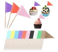100 bandiere vuote per stuzzicadenti, stuzzicadenti, bandiere triangolari colorate per stuzzicadenti, in carta e stuzzicadenti