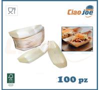 100 barchette bambu per aperitivi finger food coppette piroghe legno bio festa