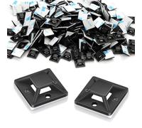 100 basi adesive per fascette stringicavi, 30 x 30 mm, fissaggio cavi autoadesivi, supporti per fascette per cavi, supporto adesivo, base di fissaggio (nero)