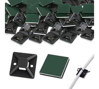 100 basi adesive per fascette stringicavi, autoadesive, con base adesiva, per cavi (25 x 25 mm)