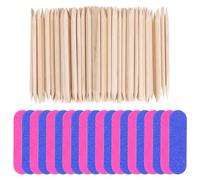 100 bastoncini in legno di rosa per manicure, 20 mini lime per unghie 180/240 grit, spingicuticole in legno per manicure, arte, pedicure, cura delle cuticole