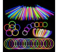 100 Bastoncini Luminosi con 100 Connettori, Braccialetti Fluorescenti Multicolore per Feste, Compleanni, Carnevale, Festival ed Eventi