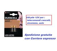 100 batterie per telecomando cancello 12V MN21 A23 DURACELL Alcaline MN 21 12 V