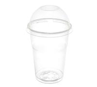 100 Bicchieri Cristal PET 300 ml con coperchio a cupola