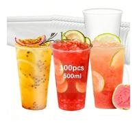 100 bicchieri di plastica da 500 ml con coperchio, bicchieri di plastica riutilizzabili, bicchieri bianchi satinati, bicchieri di plastica rigida, bicchieri per feste, lavabili a mano e riutilizzabili
