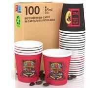 100 Bicchierini in Carta da caffè 65ml FlipperCUP Bicchieri Ecologici Biodegradabili Monouso Piccoli Asporto Bevande Calde