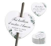 100 biglietti di auguri per matrimonio, con stelle scintillanti, per torte nuziali, anniversari, promesse di fidanzamento, decorazioni (cuore verde)