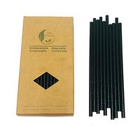 100% Biodegradabili Cannucce di Carta Nera, 197 x 6mm, 100 Pezzi Cocktail Cannucce Nera Usa e Getta per Caffè, Bar, Ristoranti